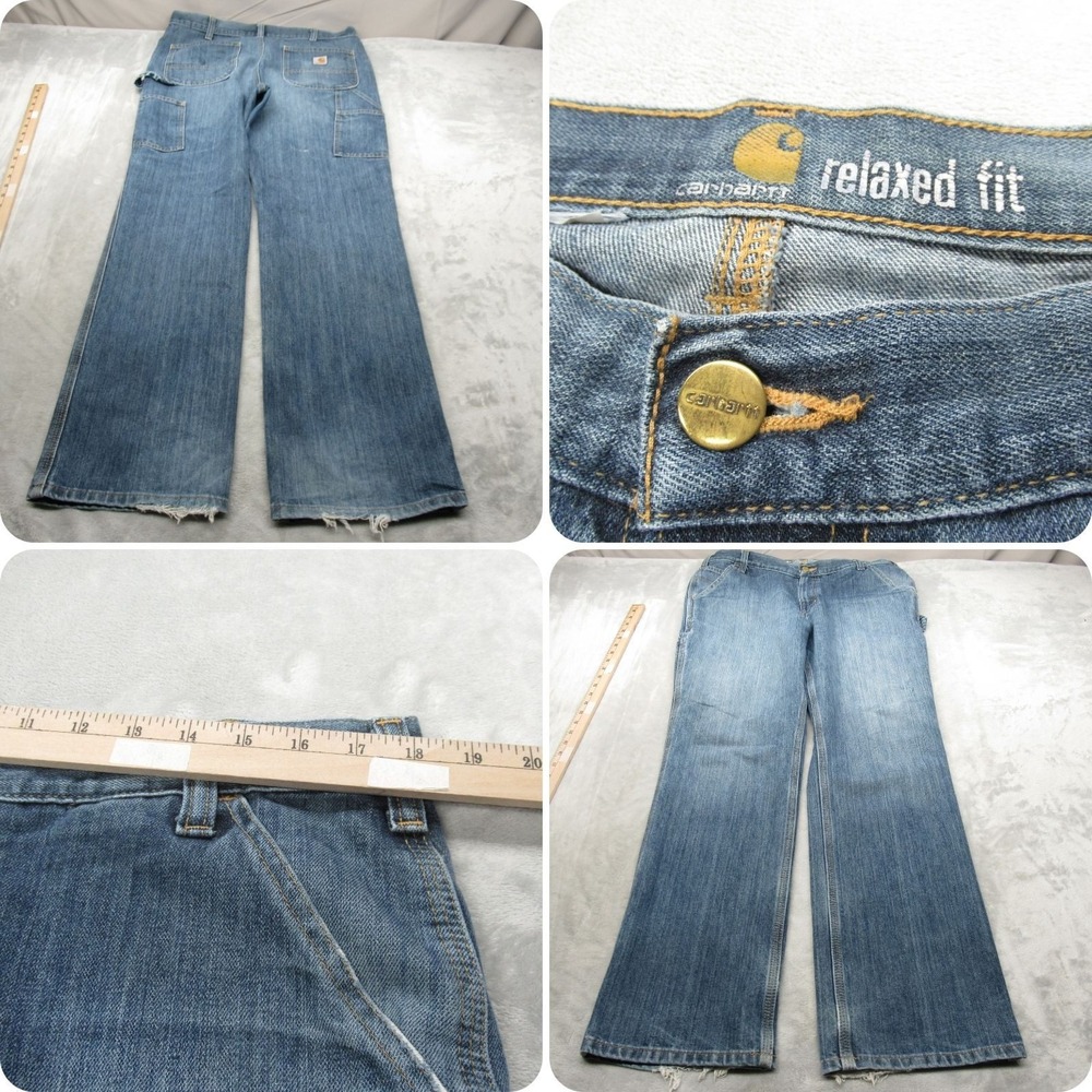 Carhartt Jeans Mens 36x33 Medium Wash Denim Relaxed‎ Fit Carpenter Bootcut Work
